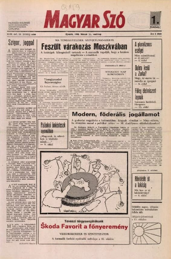 Magyar Szó, 47. évf. 1990. február 25. 54. sz. 1–36. oldal