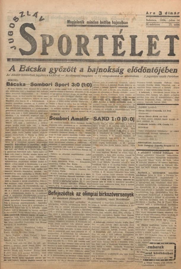 Jugoszláv sportélet, 3. évf. 1924. július 14. 25. sz.