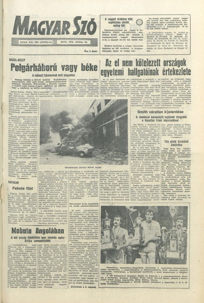 Magyar Szó, 35. évf. 1978. október 16. 285. sz. 1–8. oldal