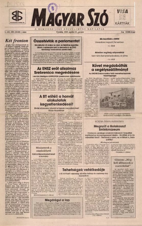Magyar Szó, 50. évf. 1993. április 23. 109. sz. 1–16. oldal