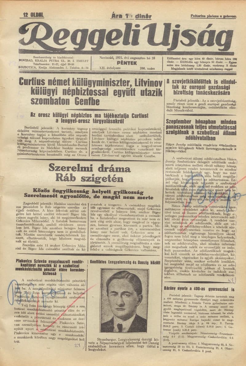 Reggeli Újság, 12. évf. 1931. augusztus 28. 200. sz.