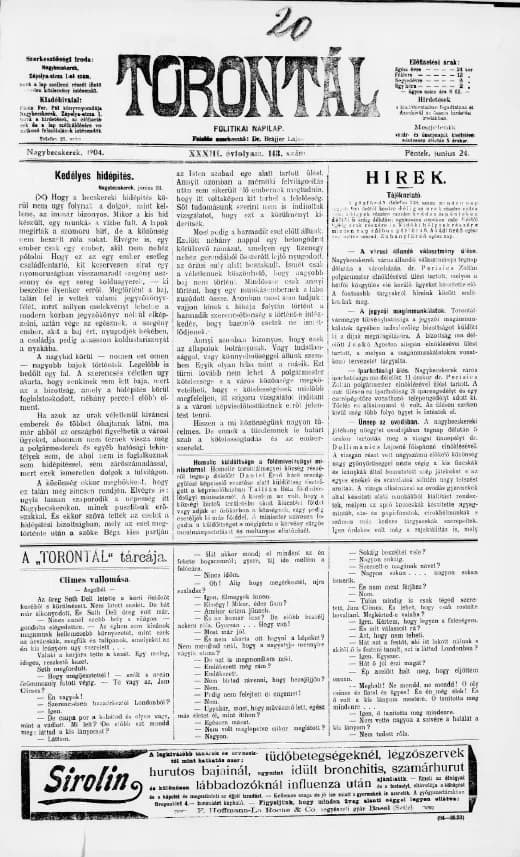 Torontál, 33. évf. 1904. június 24. 143. sz.