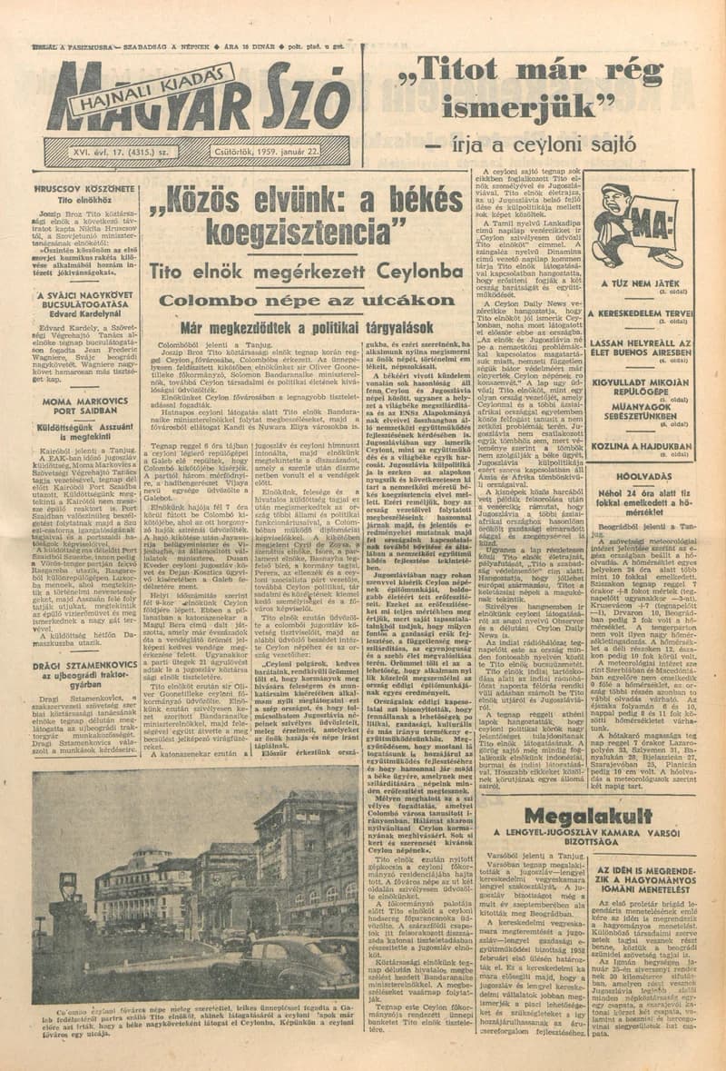 Magyar Szó, 16. évf. 1959. január 22. 17. sz. 1–16. oldal