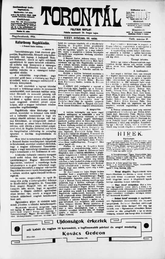 Torontál, 35. évf. 1906. március 19. 64. sz.