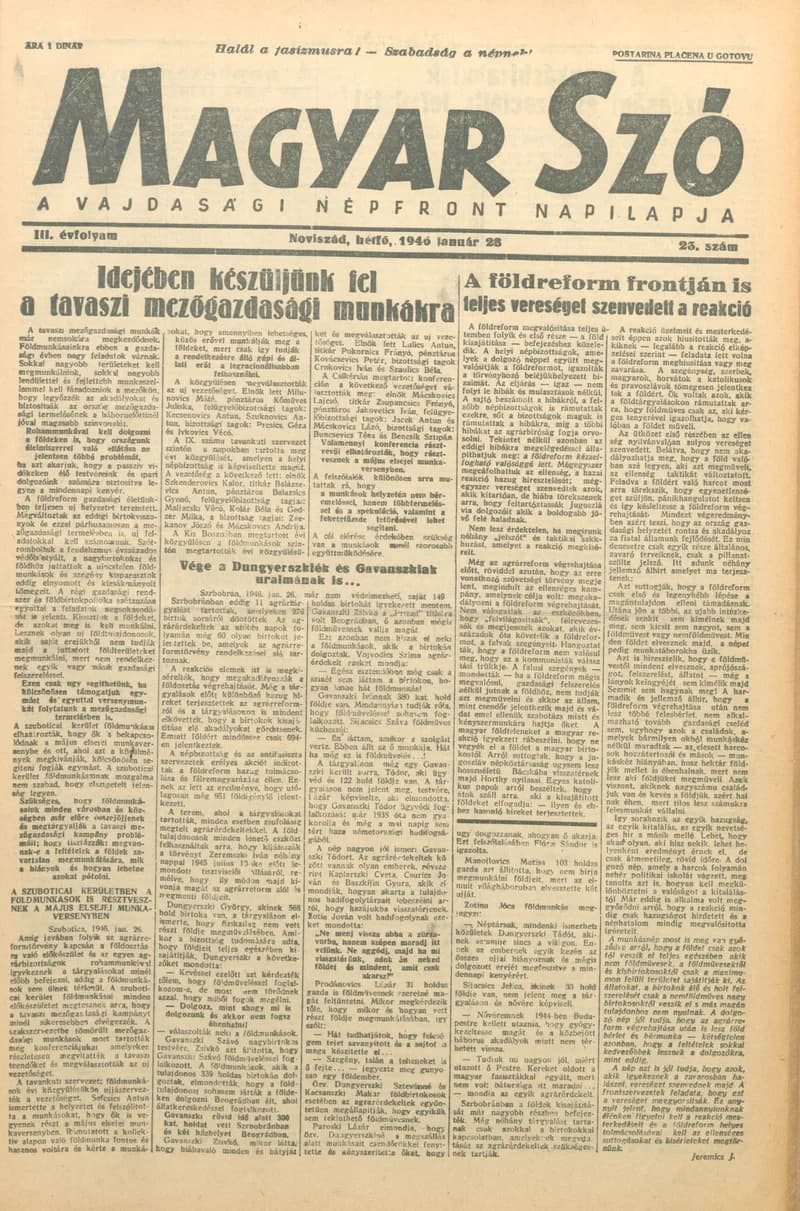 Magyar Szó, 3. évf. 1946. január 28. 23. sz. 1–4. oldal