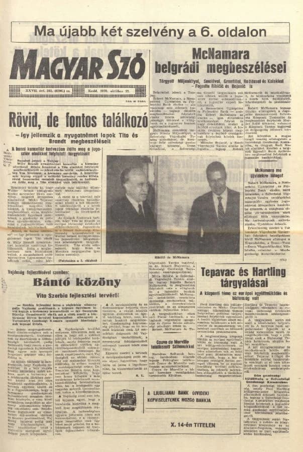 Magyar Szó, 27. évf. 1970. október 13. 282. sz. 1–16. oldal