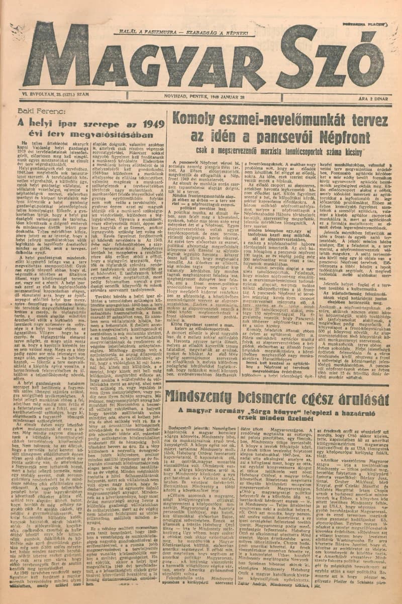 Magyar Szó, 6. évf. 1949. január 28. 23. sz. 1–4. oldal