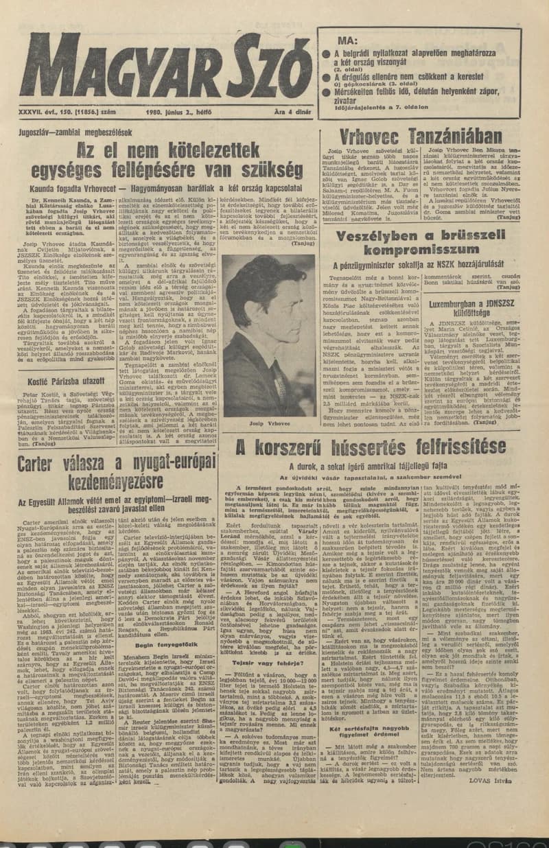 Magyar Szó, 37. évf. 1980. június 2. 150. sz. 1–16. oldal