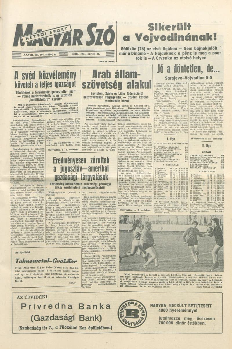 Magyar Szó, 28. évf. 1971. április 19. 107. sz. 1–16. oldal