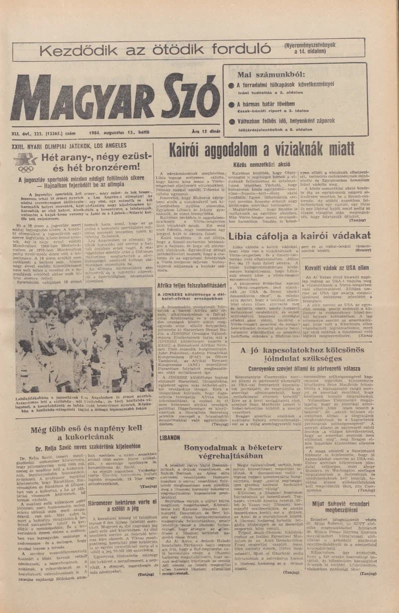 Magyar Szó, 41. évf. 1984. augusztus 13. 222. sz. 1–8. oldal