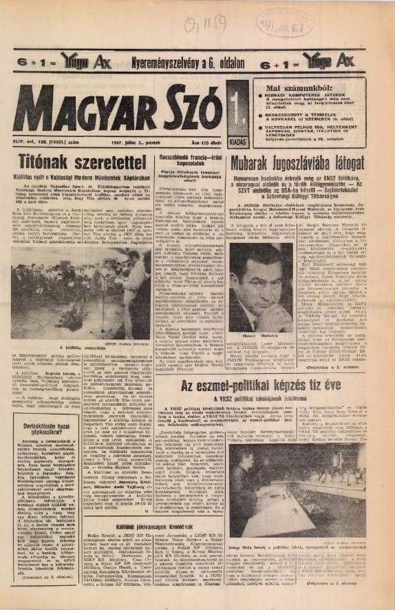 Magyar Szó, 44. évf. 1987. július 3. 180. sz. 1–20. oldal