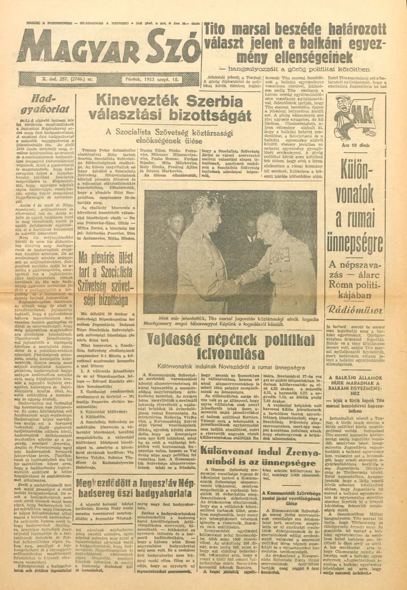 Magyar Szó, 10. évf. 1953. szeptember 18. 257. sz. 1–8. oldal