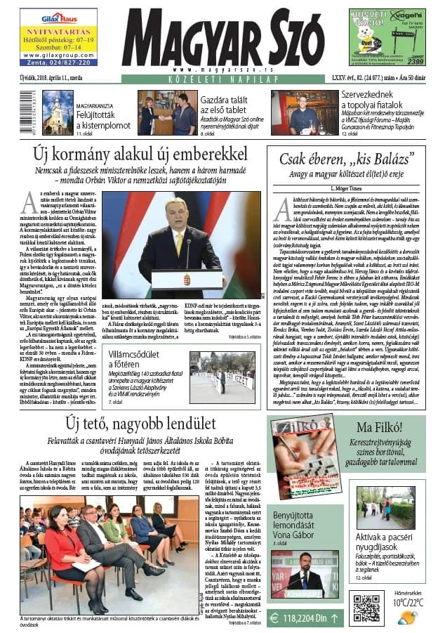 Magyar Szó, 75. évf. 2018. április 11. 82. sz. 1–16. oldal