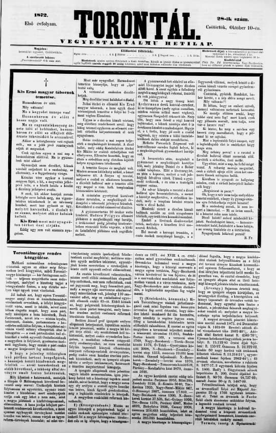 Torontál, 1. évf. 1872. október 10. 28. sz.