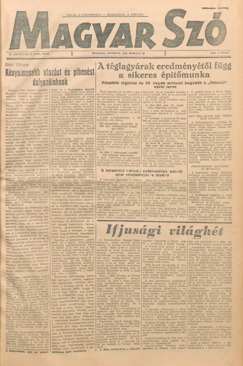Magyar Szó, 6. évf. 1949. március 26. 72. sz. 1–4. oldal