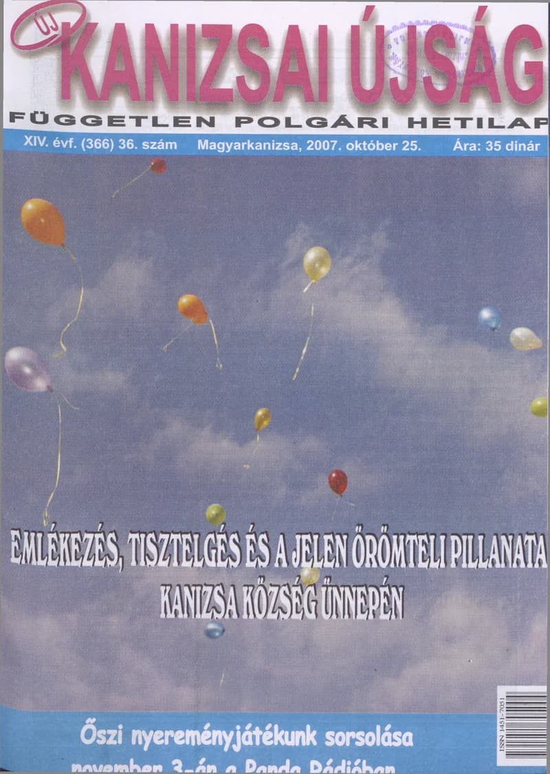 Új Kanizsai Újság, 14. évf. 2007. október 25. 36. sz.