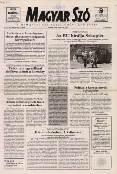Magyar Szó, 58. évf. 2001. június 26. 146. sz. 1–16. oldal