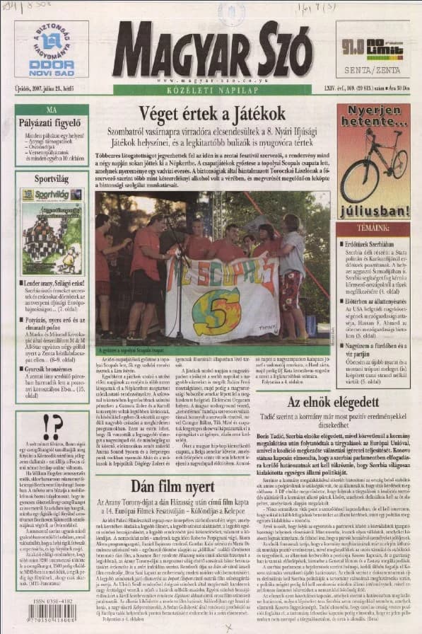 Magyar Szó, 64. évf. 2007. július 23. 169. sz. 1–12. oldal