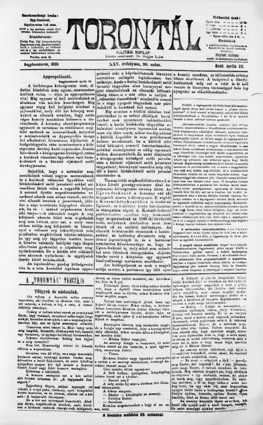 Torontál, 25. évf. 1896. április 28. 98. sz.