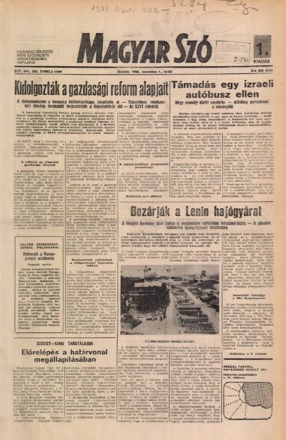 Magyar Szó, 45. évf. 1988. november 1. 302. sz.