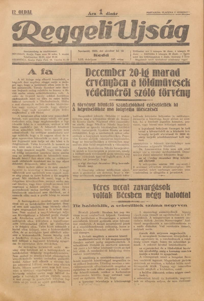 Reggeli Újság, 13. évf. 1932. október 18. 247. sz.