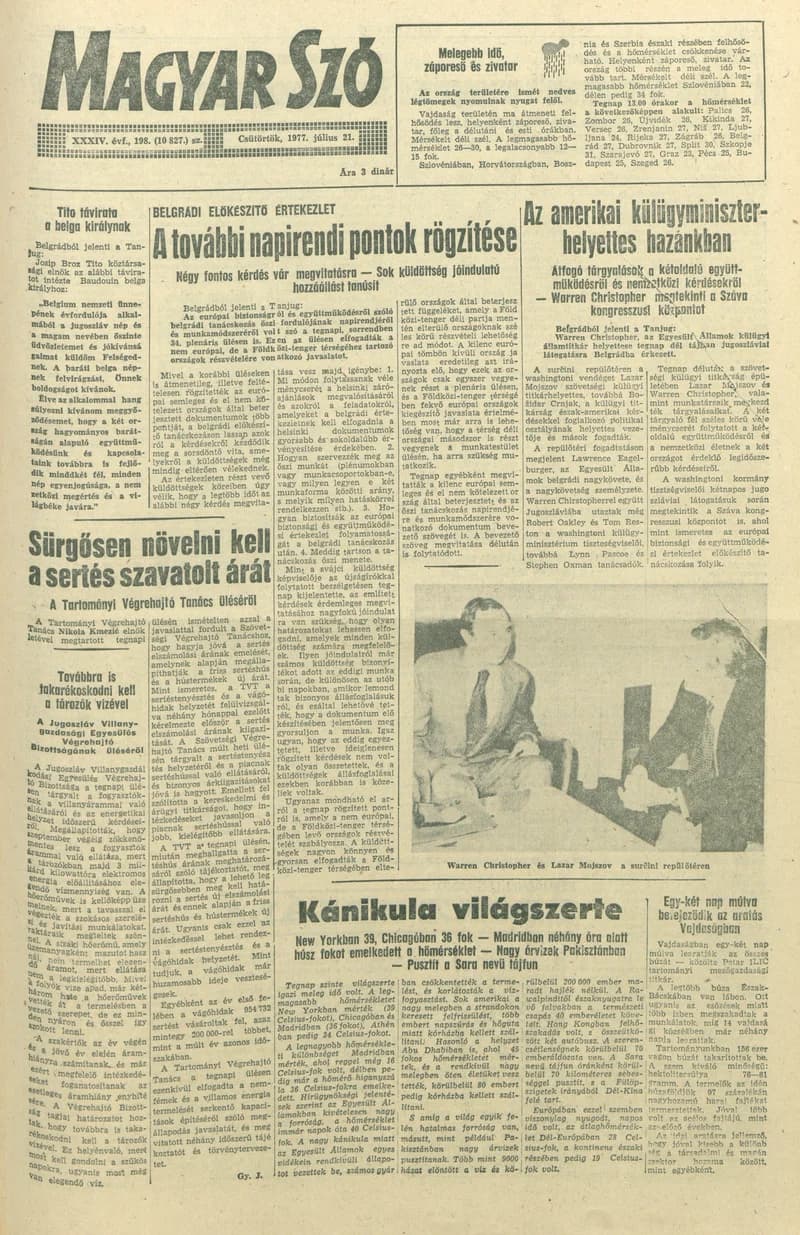 Magyar Szó, 34. évf. 1977. július 21. 198. sz.
