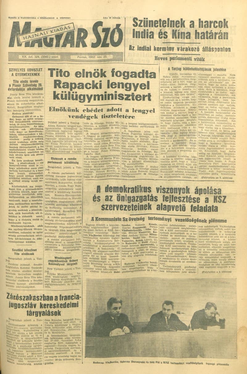 Magyar Szó, 19. évf. 1962. november 23. 324. sz. 1–14. oldal