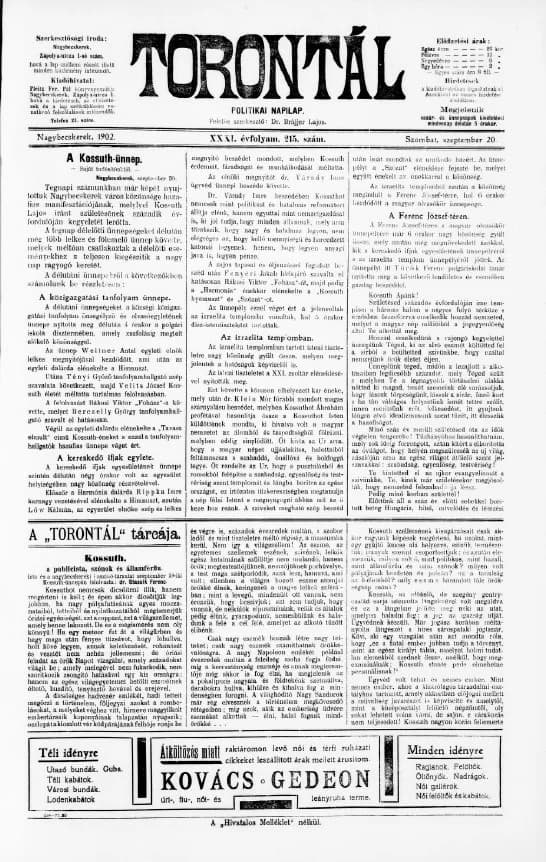 Torontál, 31. évf. 1902. szeptember 20. 215. sz.