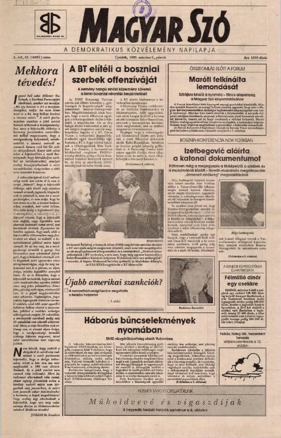 Magyar Szó, 50. évf. 1993. március 5. 62. sz. 1–16. oldal