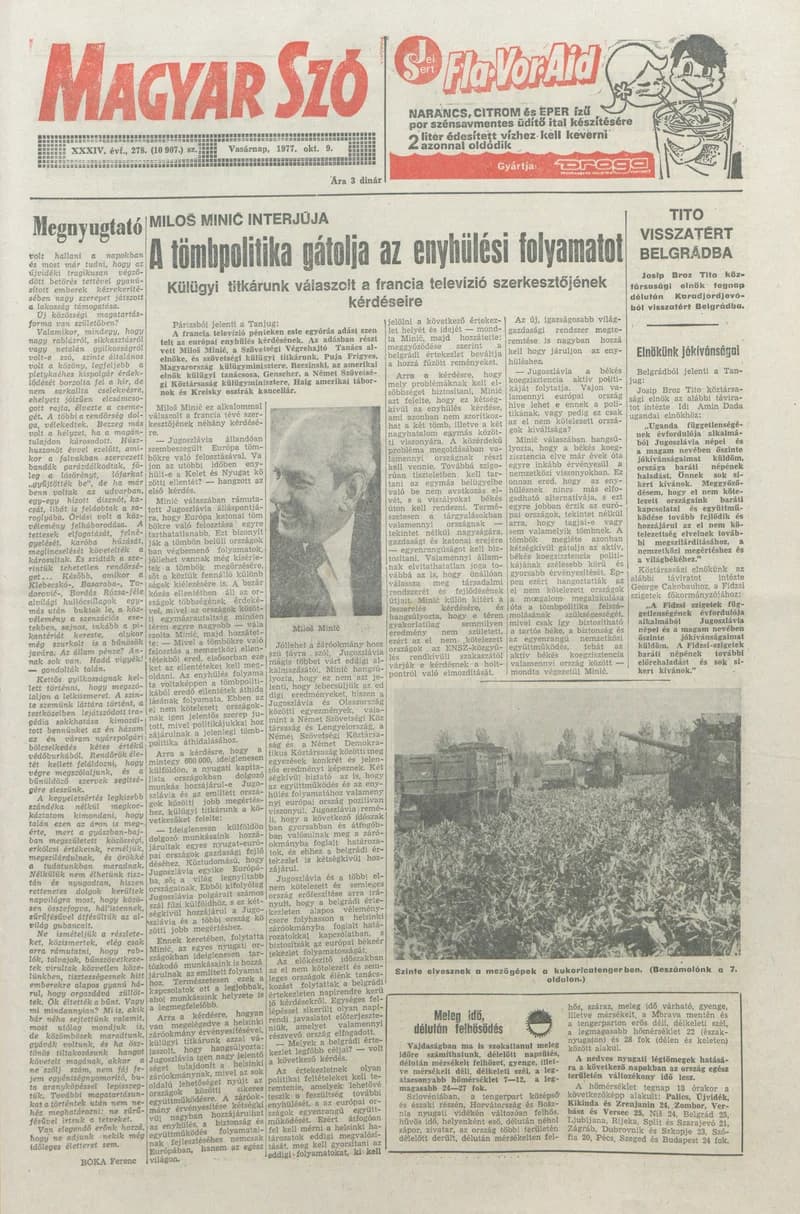 Magyar Szó, 34. évf. 1977. október 9. 278. sz.