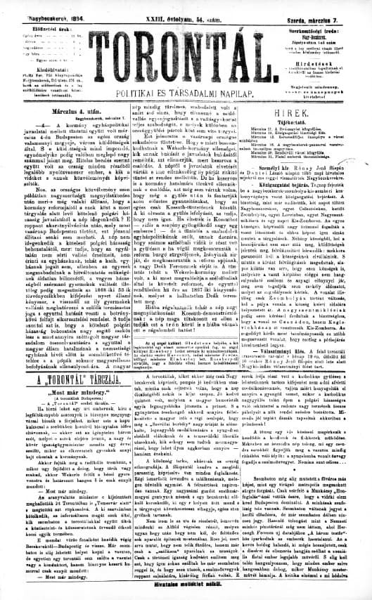 Torontál, 23. évf. 1894. március 7. 54. sz.