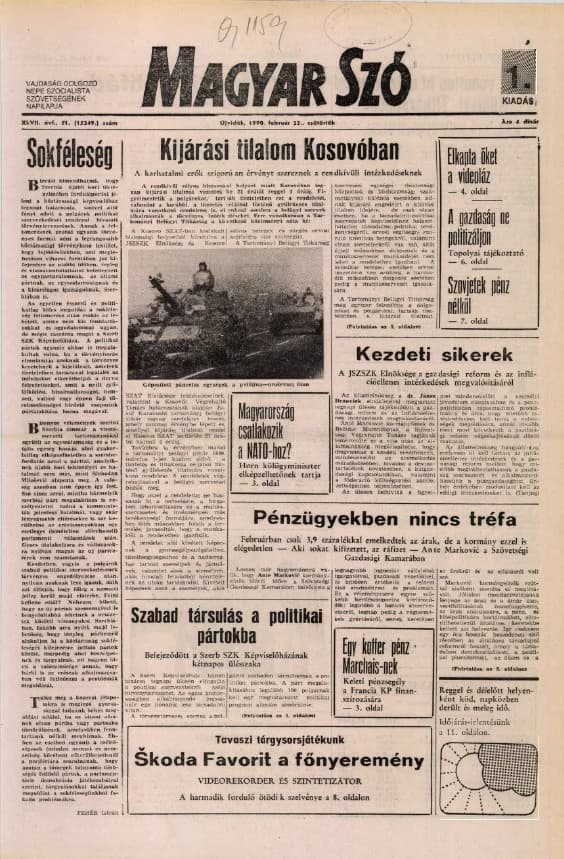 Magyar Szó, 47. évf. 1990. február 22. 51. sz. 1–16. oldal