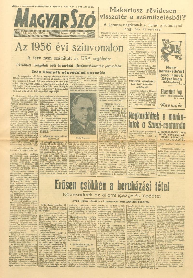 Magyar Szó, 13. évf. 1956. december 28. 354. sz. 1–8. oldal