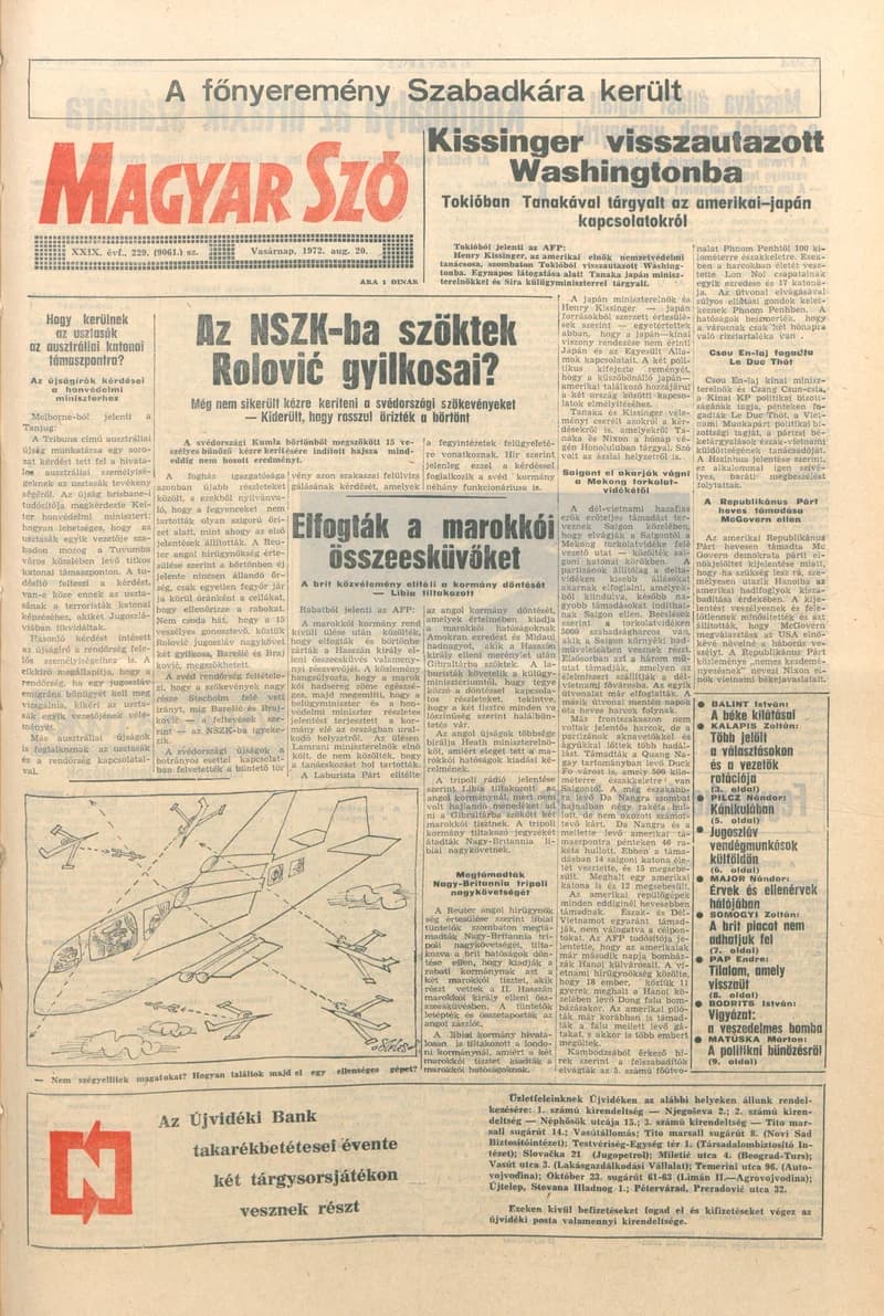Magyar Szó, 29. évf. 1972. augusztus 20. 229. sz. 1–28. oldal