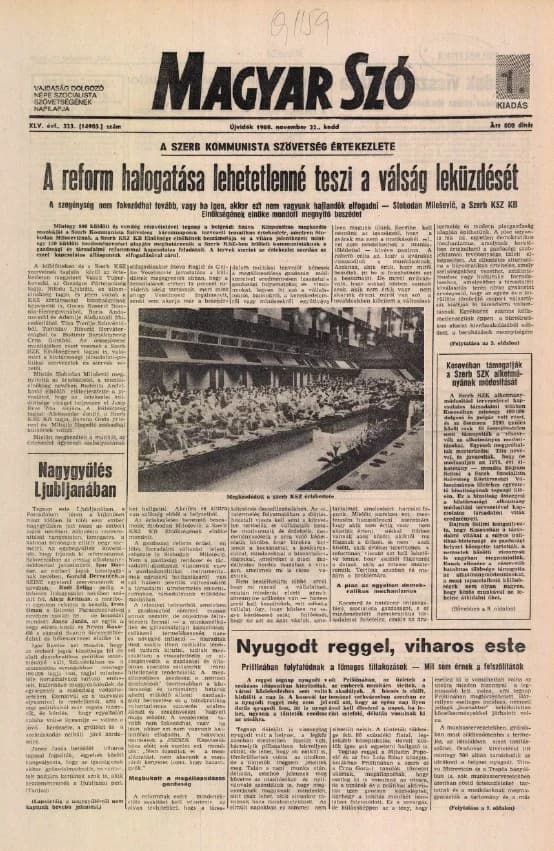 Magyar Szó, 45. évf. 1988. november 22. 323. sz.
