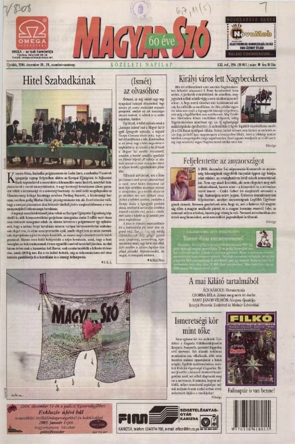 Magyar Szó, 61. évf. 2004. december 18. – 19. 298. sz. 1–24. oldal