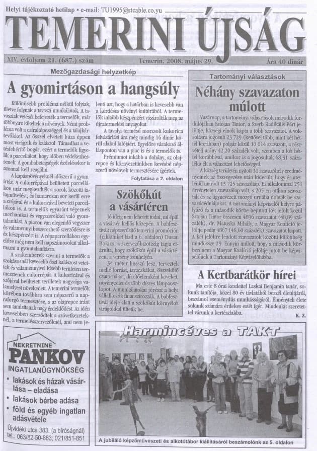 Temerini Újság, 14. évf. 2008. május 29. 21. sz.