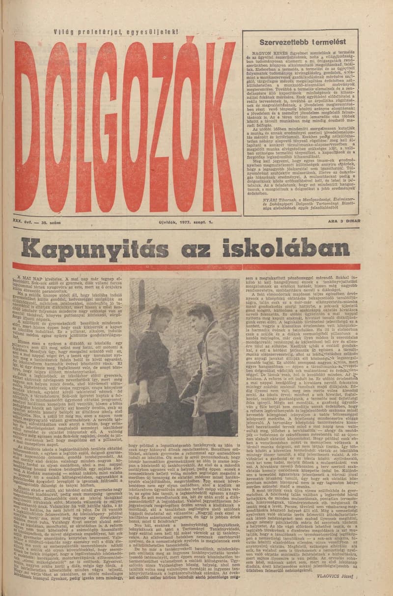 Dolgozók, 31. évf. 1977. szeptember 1. 35. sz.