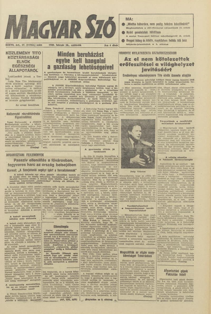 Magyar Szó, 37. évf. 1980. február 28. 57. sz. 1–20. oldal