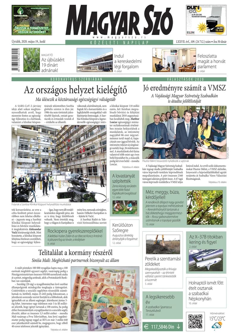 Magyar Szó, 77. évf. 2020. május 19. 109. sz. 1–20. oldal
