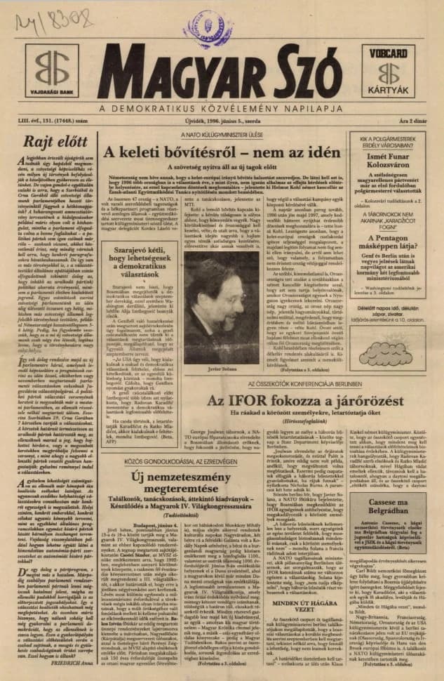 Magyar Szó, 53. évf. 1996. június 5. 131. sz. 1–16. oldal