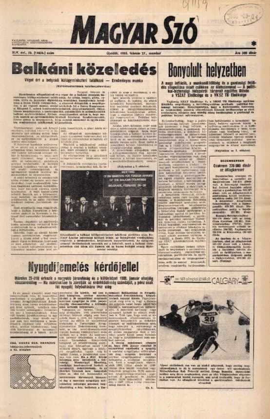 Magyar Szó, 45. évf. 1988. február 27. 56. sz. 1–24. oldal