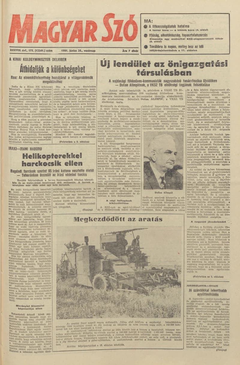 Magyar Szó, 38. évf. 1981. június 28. 175. sz.
