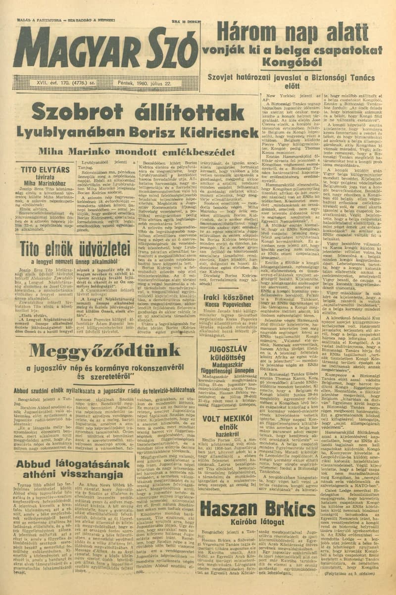 Magyar Szó, 17. évf. 1960. július 22. 170. sz. 1–20. oldal