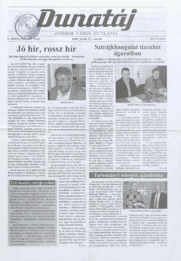 Dunatáj, 11. évf. 2009. január 21. 511. sz.
