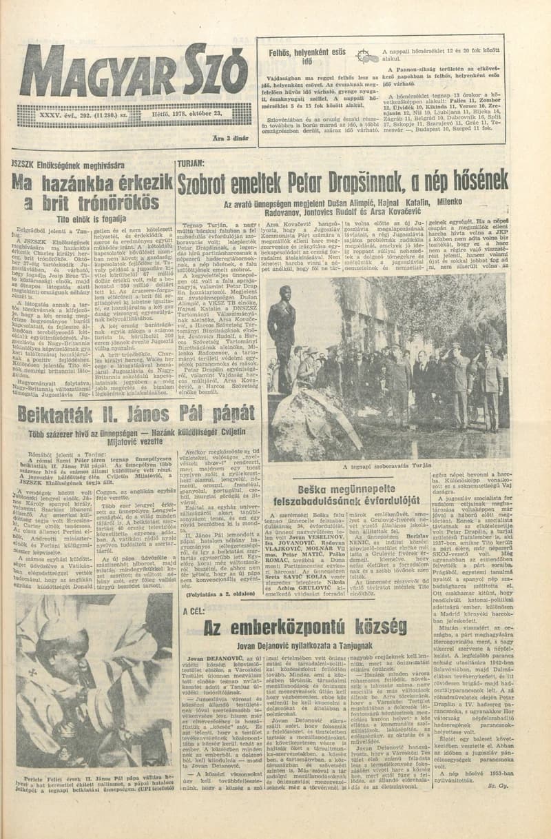 Magyar Szó, 35. évf. 1978. október 23. 292. sz. 1–8. oldal
