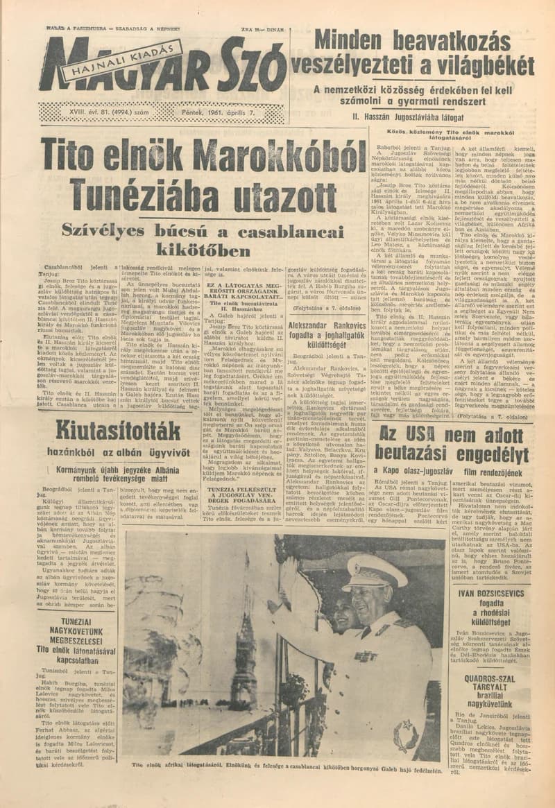 Magyar Szó, 18. évf. 1961. április 7. 81. sz. 1–16. oldal