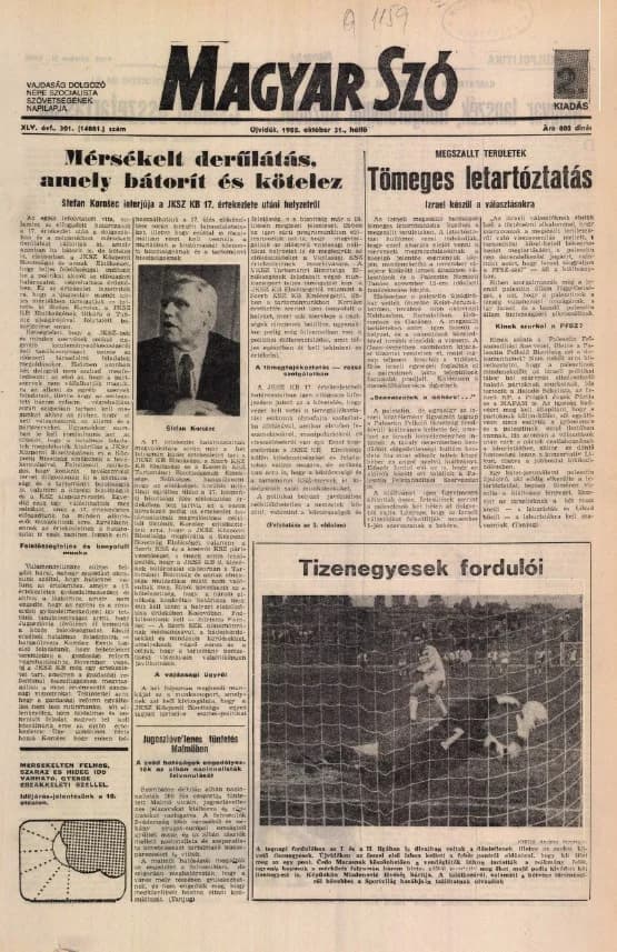 Magyar Szó, 45. évf. 1988. október 31. 301. sz.