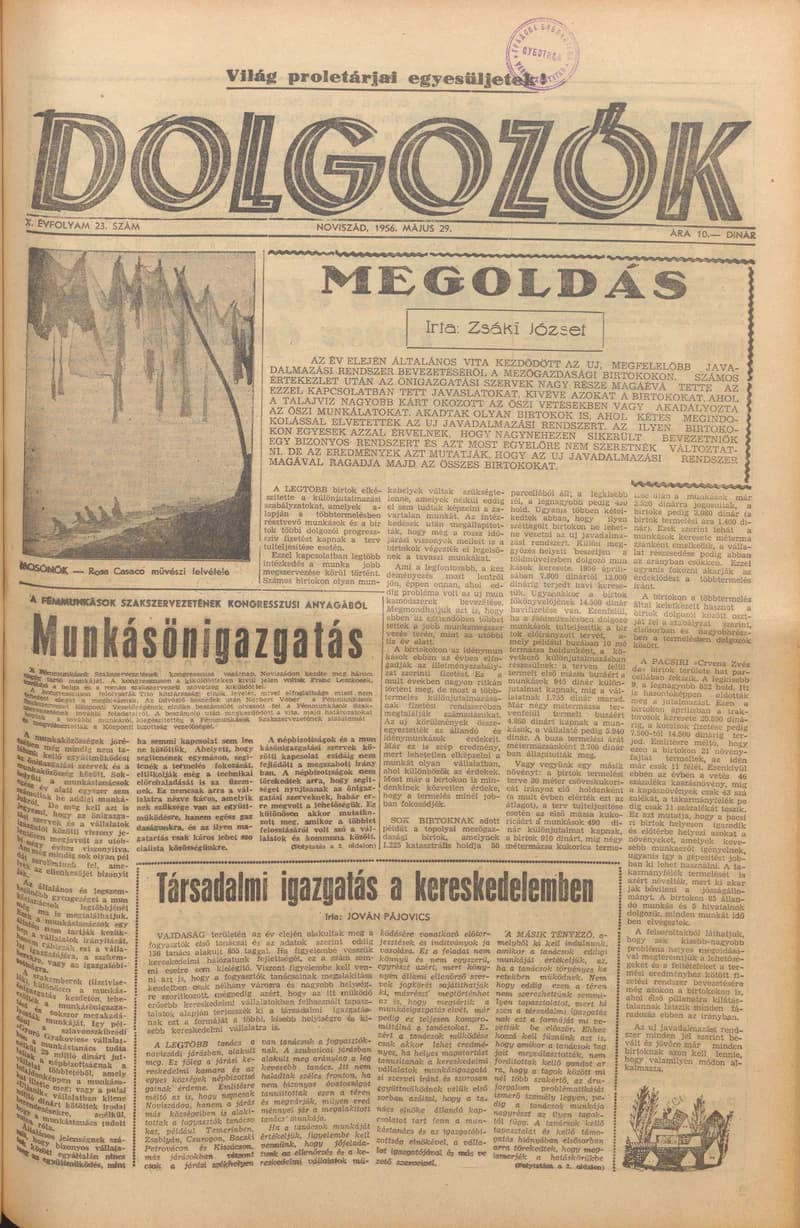 Dolgozók, 10. évf. 1956. május 29. 23. sz.