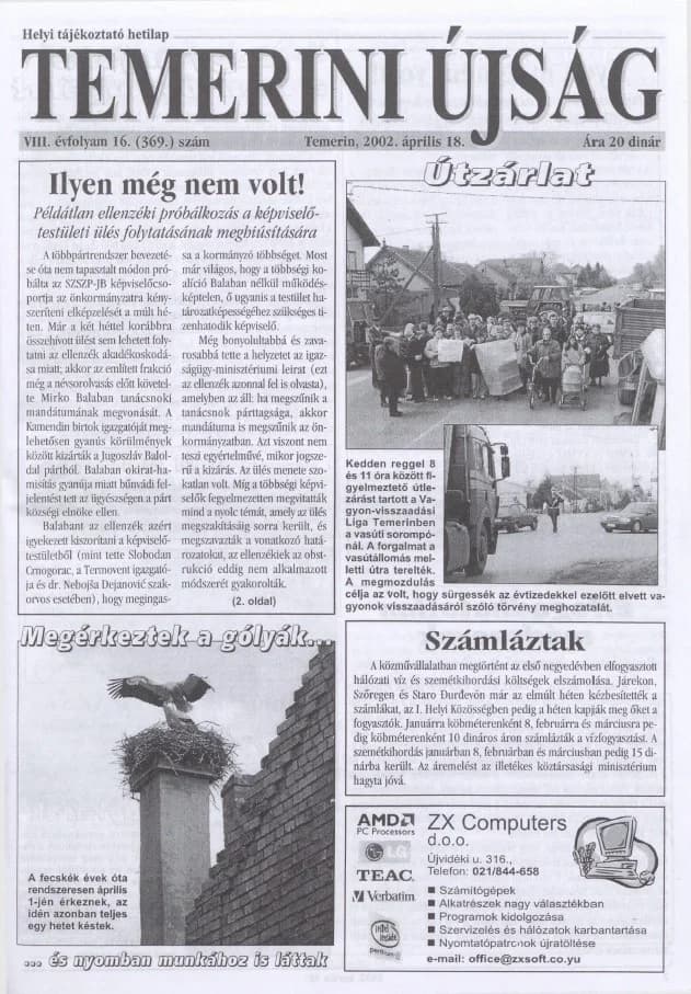 Temerini Újság, 8. évf. 2002. április 18. 16. sz.